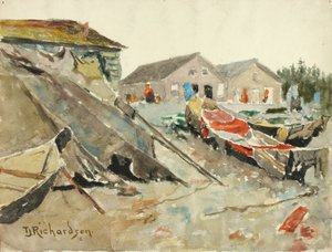 Sušení přikrývek nad kánoemi od Theodore J. Richardson