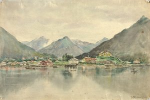 Sitka z ostrovů, zobrazující ruský hrad, 1888.