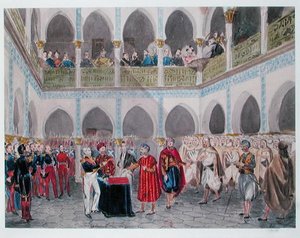 Investiture of the Bey of Algiers od hraběte Bertranda Clausela (1772-1842) 1835 (akvarel na papíře)