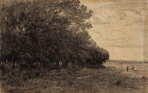 Malá skupina vysokých stromů v lese Macherin od Theodore Rousseau