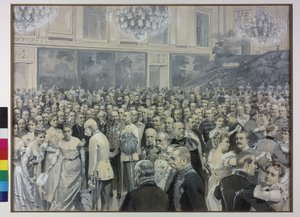 Císař František Josef zdraví Františku hraběnku Sternberg-Larischovou a Marii Terezii hraběnku Harrachovou Taxisovou