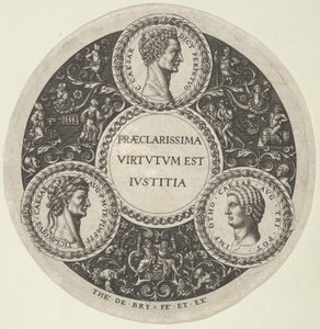 Design pro misku s portréty římských císařů Caesara, Claudia a Otho, ca...., ca. 1588. od Theodore de Bry