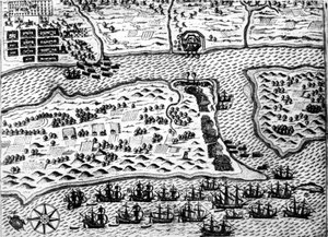 Drake zajme loď „Svatý Augustin“ v roce 1586 od De Bryho od Theodore de Bry