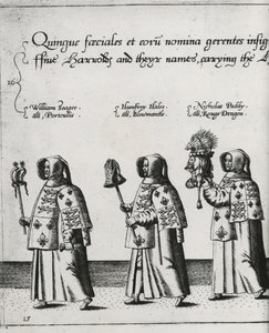 Heroldi v pohřebním průvodu sira Philipa Sidneyho na cestě do katedrály svatého Pavla, 1587 od Theodore de Bry