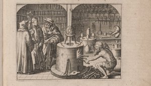 Ilustrace pro Tripus Avrevs, tedy tři pojednání vybraných chemiků.., 1618 od Theodore de Bry