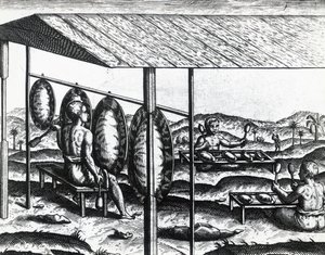 Jávské hudební nástroje, Theodor de Bry (1528-1598), rytina od Theodore de Bry
