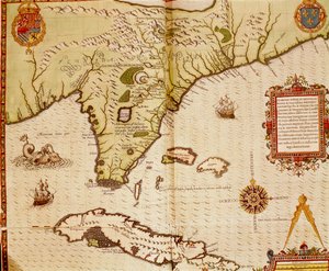 Mapa Floridy a Kuby od Theodore de Bry od Theodore de Bry