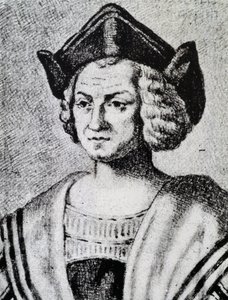 Portrét Kryštofa Kolumba (1451-1506), rytina Theodora de Bry (1528-1598) od Theodore de Bry