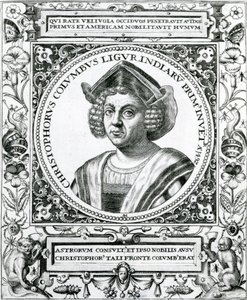 Portrét Kryštofa Kolumba (1451-1506) z knihy "The Narrative and Critical History of America", kterou vydal Justin Winsor, Londýn, 1886. od Theodore de Bry