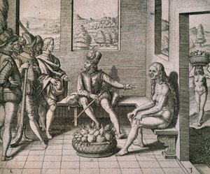 Setkání španělských dobyvatelů s domorodými ženami v Americe, Theodore de Bry od Theodore de Bry