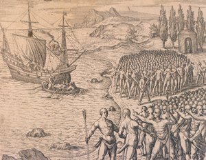 Příchod Portugalců do Peru od Theodore de Bry