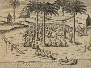 Vítejte od domorodých afrických domorodců, ilustrace z Indiee Orientalis od Antonia Pigafetty, od Theodora de Bry od Theodore de Bry