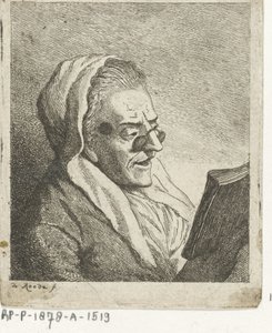 Čtení stará žena s pince-nez