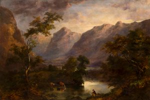 Pohled na Langdale, kolem 1827-90 (olej na plátně) od Theophil Lindsey Aspland