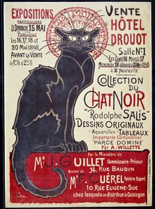 Reklamní plakát oznamující prodej sbírky Cat Noir a děl Rodolpha Salise v hotelu Drouot v roce 1898, ilustrace Theophile Alexandre Steinlen (1859-1923) od Théophile Alexandre Steinlen