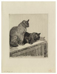 Dvě kočky na kusu nábytku od Théophile Alexandre Steinlen