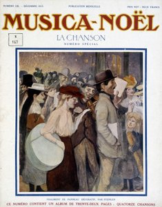 Časopis “” musica Noel”, číslo zvláštní písně z prosince 1913. Obálka se skládá z fragmentu dekorativního panelu od Steinlena. od Théophile Alexandre Steinlen