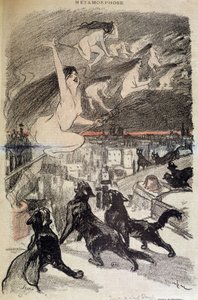 Metamorfóza koček v čarodějnice - Steinlen od Théophile Alexandre Steinlen