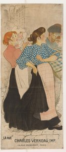 Dvě ženy a muž na ulici od Théophile Alexandre Steinlen