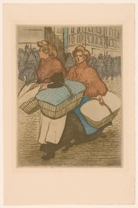 Dvě pradleny s koši na ulici od Théophile Alexandre Steinlen