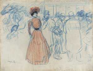 Žena na autobusové zastávce od Théophile Alexandre Steinlen
