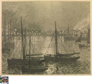 Boulogne-sur-Mer v noci od Théo van Rysselberghe
