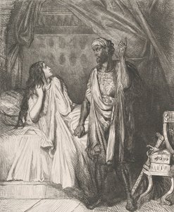 Modlila ses dnes večer, Dedesmono: deska 12 z Othello Act 5, ..., leptané 1844, přetištěno 1900. od Théodore Chassériau