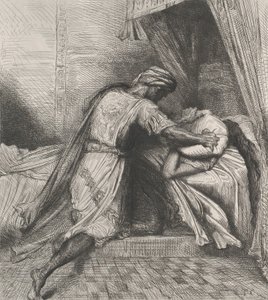 Dusí ji: deska 13 z Othello Act 5, scéna 2, leptaná 1844, přetištěná 1900. od Théodore Chassériau