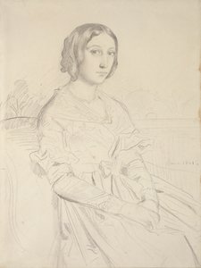 Portrét mladé ženy, sedící tři čtvrtiny doleva, 1839-1856 od Théodore Chassériau
