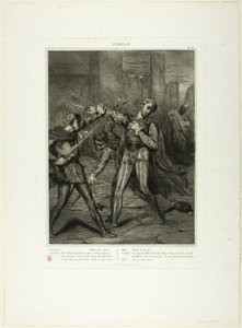 Villain, Thou Diest, talíř deset od Othella od Théodore Chassériau