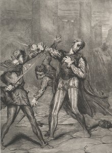 Darebáku, zemřeš: deska 10 z Othello Act 5, scéna 1, leptané 1844, přetištěno 1900. od Théodore Chassériau