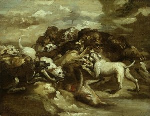 Němčina: Psi bojující s medvědy od Theodore Gericault