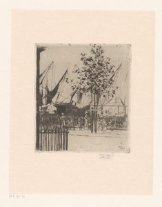 Pohled na ulici s postavami v přístavu Roh Luna Street, Chelsea Embankment od Théodore Roussel (signed by artist)