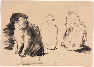 Cats recto, Náčrt dvou objímajících postav. od Auguste Theodule Ribot