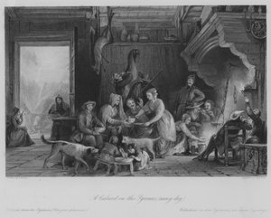 Kabaret v Pyrenejích (deštivý den) (rytina) od Thomas (after) Allom