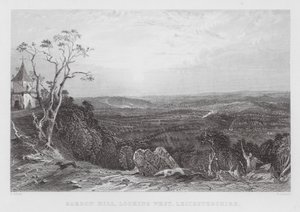 Bardon Hill, při pohledu na západ, Leicestershire (rytina) od Thomas (after) Allom