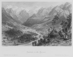Cauterets, v Pyrenejích (rytina) od Thomas (after) Allom