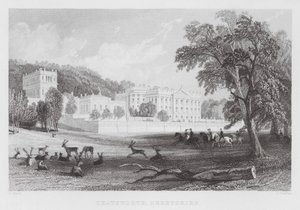 Chatsworth, Derbyshire (rytina) od Thomas (after) Allom