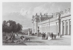 Chatsworth, Derbyshire (rytina) od Thomas (after) Allom