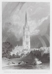 Kostel a město Louth, Lincolnshire (rytina) od Thomas (after) Allom
