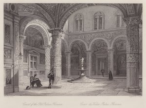 Dvůr starého paláce, Florencie (rytina) od Thomas (after) Allom