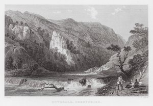 Dovedale, Derbyshire (rytina) od Thomas (after) Allom