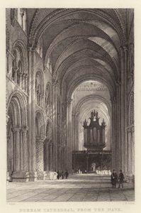 Durhamská katedrála, z Nave (rytina) od Thomas (after) Allom