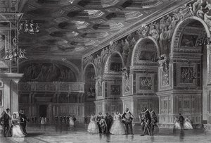 Galerie Jindřicha II. ve Fontainebleau (rytina) od Thomas (after) Allom