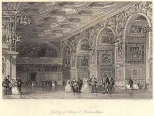 Galerie Jindřicha II Fontainebleau (rytina) od Thomas (after) Allom