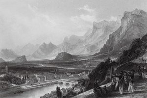 Grenoble z pevnosti (rytina) od Thomas (after) Allom