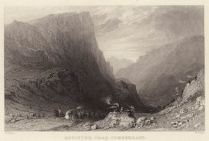 Honister Crag, Cumberland (rytina) od Thomas (after) Allom