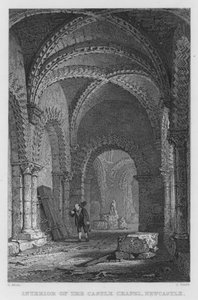 Interiér hradní kaple, Newcastle (rytina) od Thomas (after) Allom