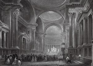 Interiér Madeleine, Paříž (rytina) od Thomas (after) Allom