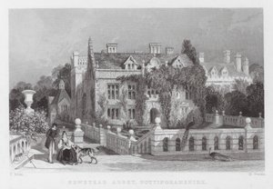Newstead Abbey, Nottinghamshire (rytina) od Thomas (after) Allom